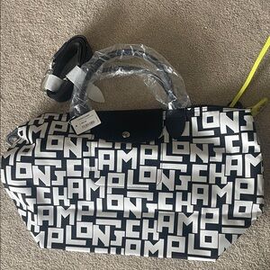 Longchamp Black and White Tote Bag